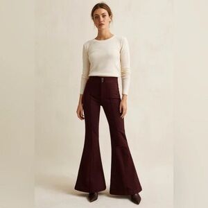 NWT Vigoss Harlow Trouser Flare Size 30 Burgundy/Wine